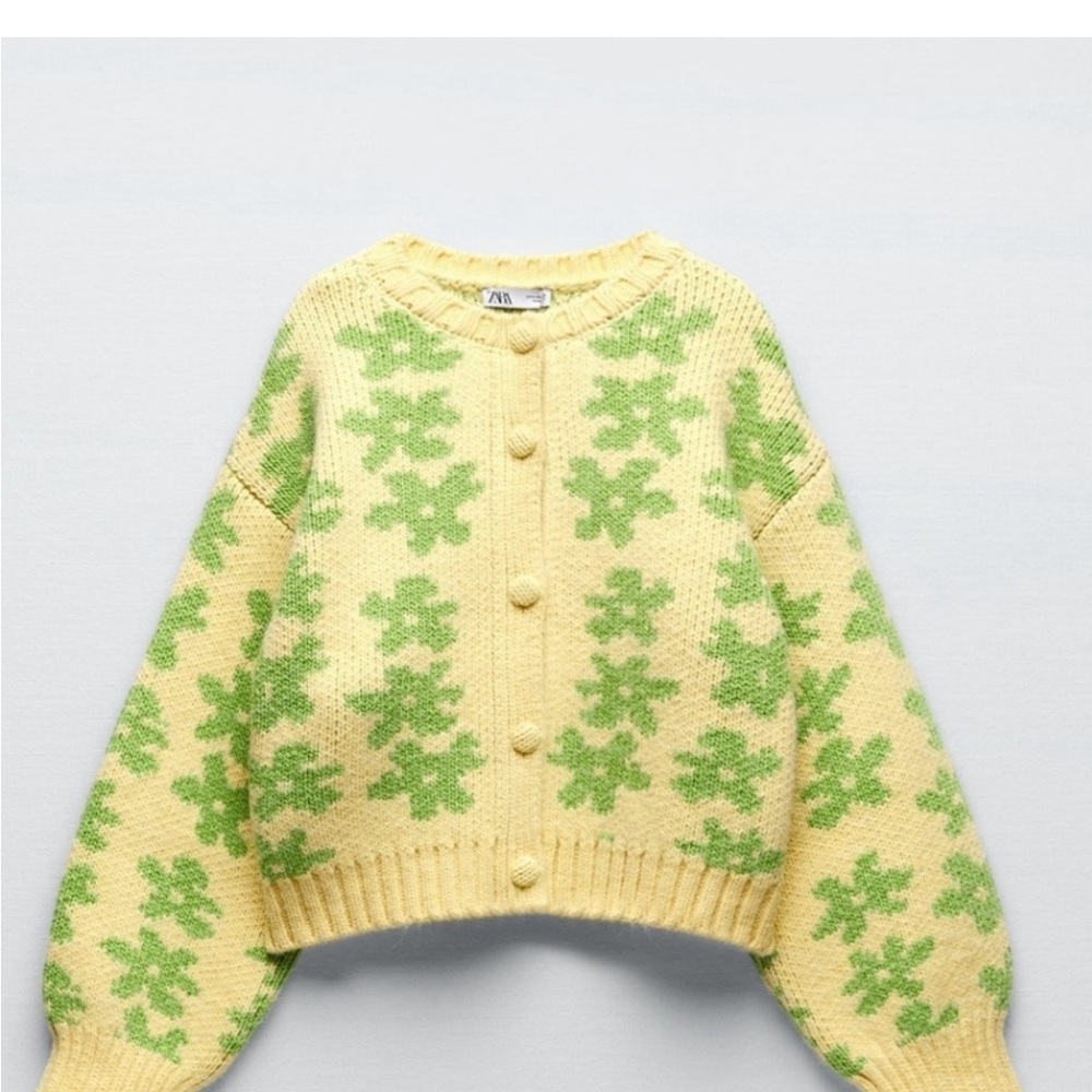 Zara Yellow and Green Floral Cardigan